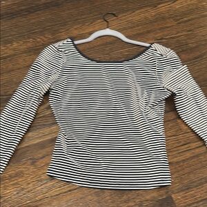 Black and White Striped Long Sleeve Top